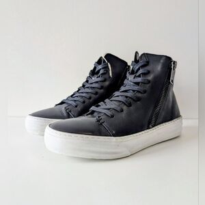 REPLAY, Black leather sneakers, high-tops, size EU 39 |  US 8.5.